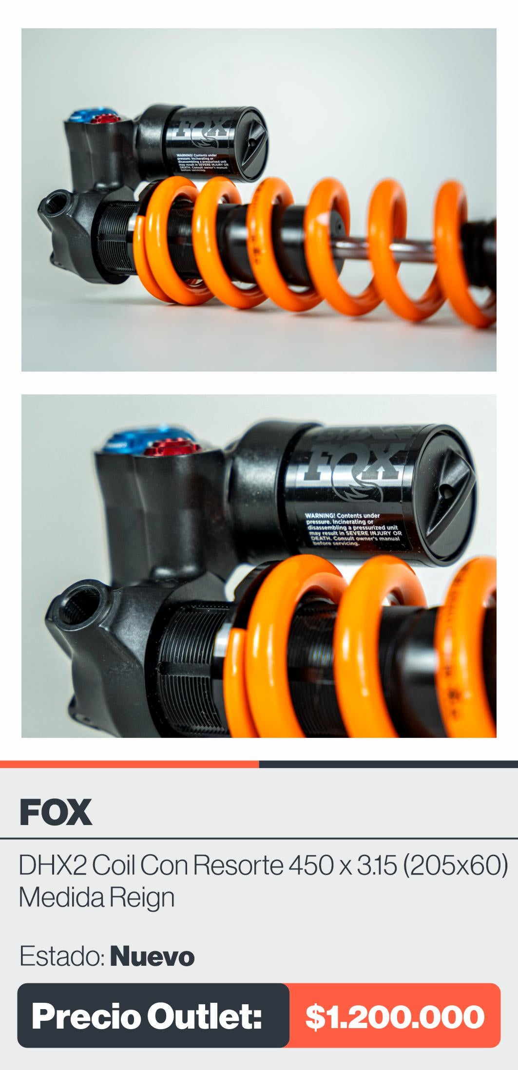 FOX DHX2 COIL CON RESORTE 450 X 3.15