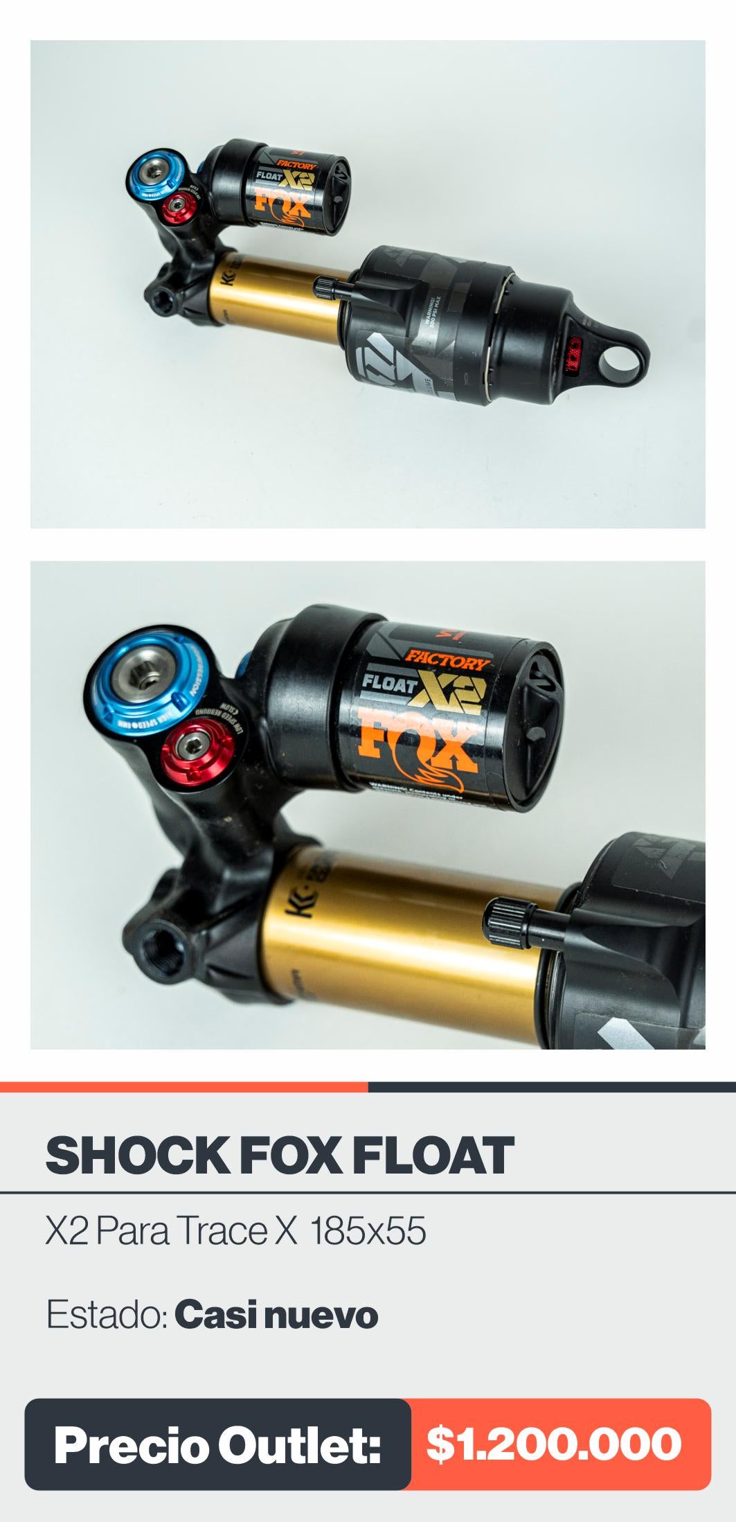 SHOCK FOX FLOAT X2 PARA TRANCE X 185x55