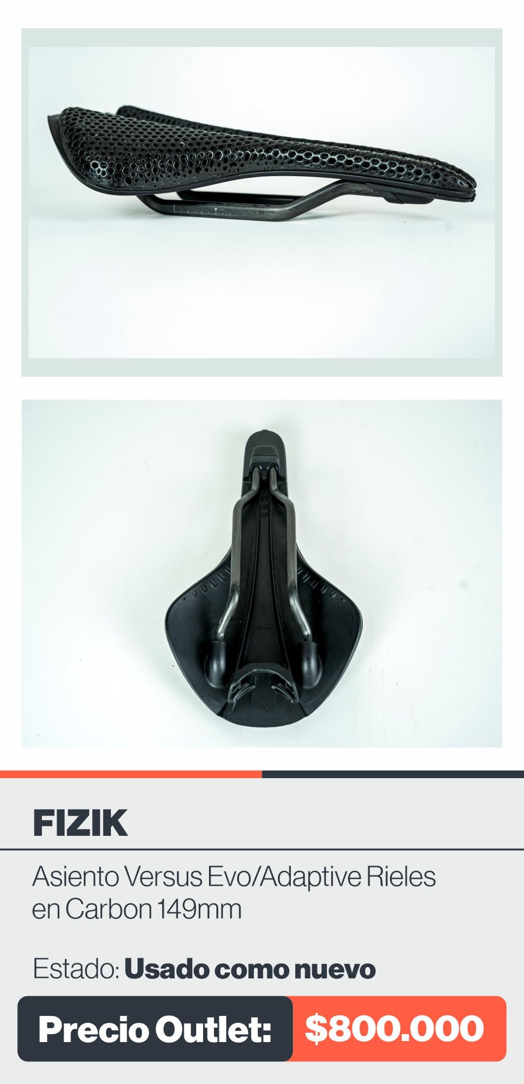 ASIENTO FIZIK VERSUS EVO/ADAPTIVE RIELES EN CARBON 149MM