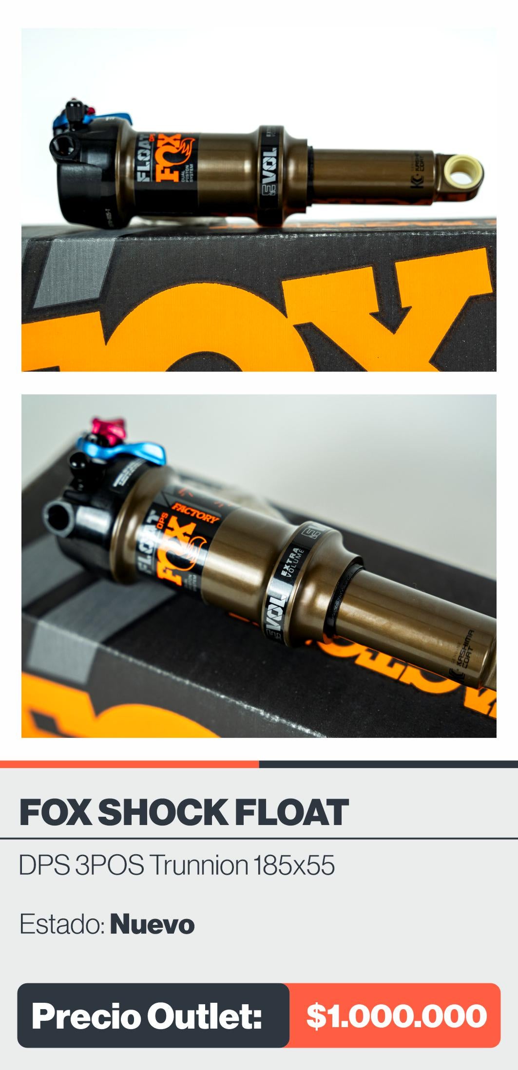 FOX SHOCK FLOAT DPS 3POS TRUNNION 185x55