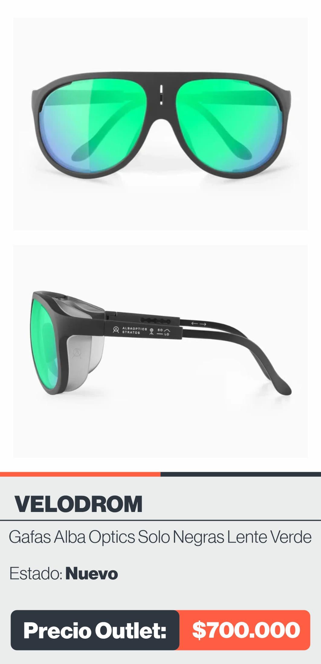 GAFAS ALBA OPTICS SOLO NEGRAS LENTE VERDE