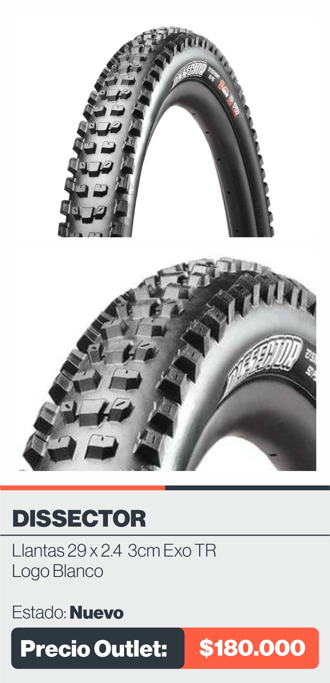 LLANTA DISSECTOR 29 X 2.4 3C MT EXO TR (LOGO BLANCO)