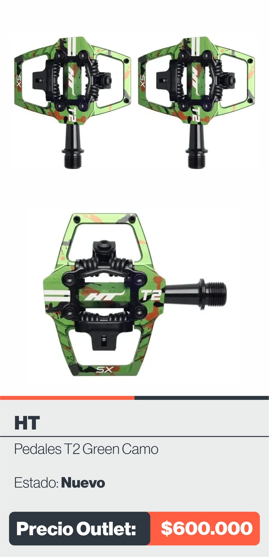 PEDALES HT T2 GREEN CAMO