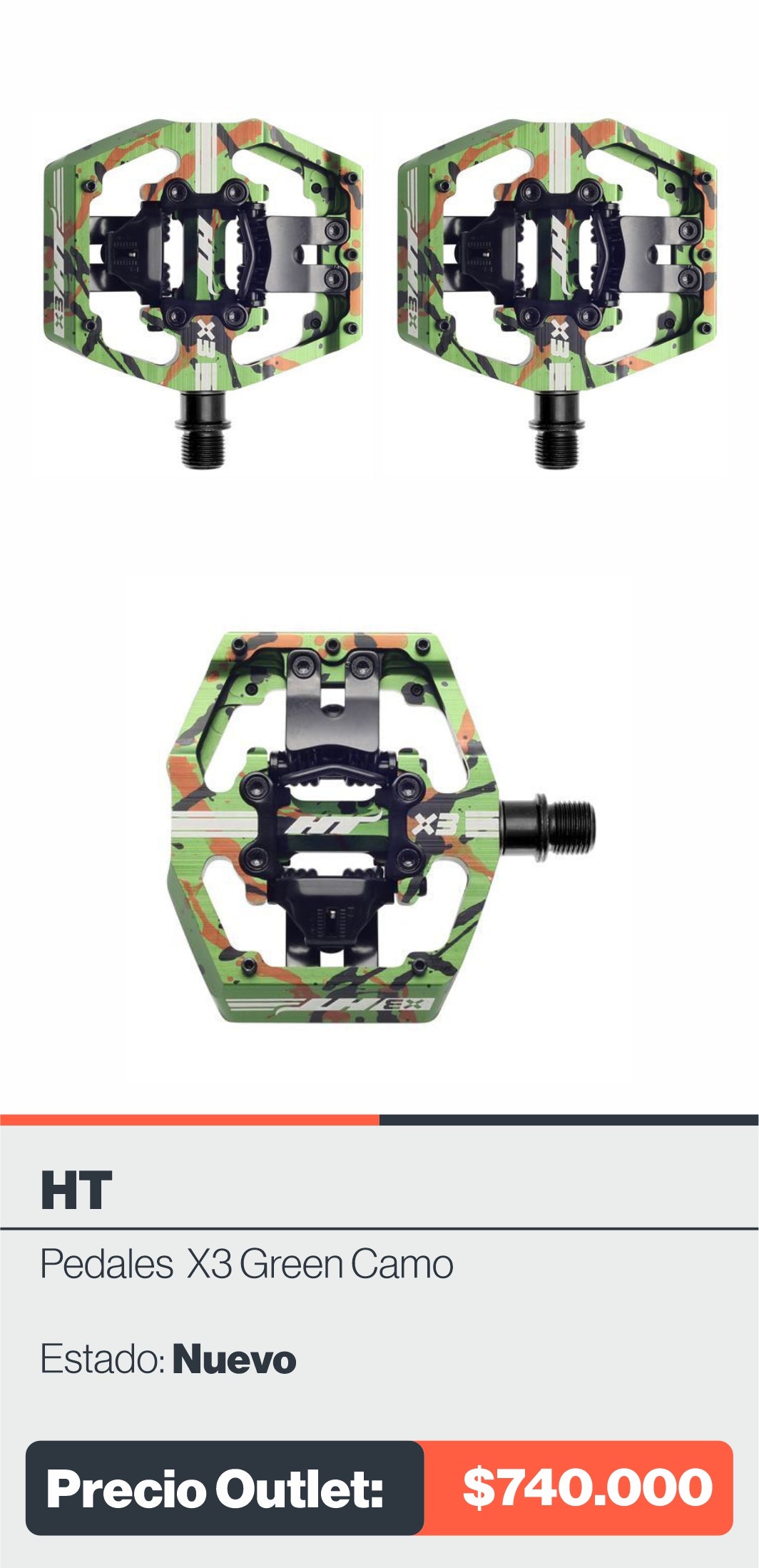 PEDALES HT X3 GREEN CAMO