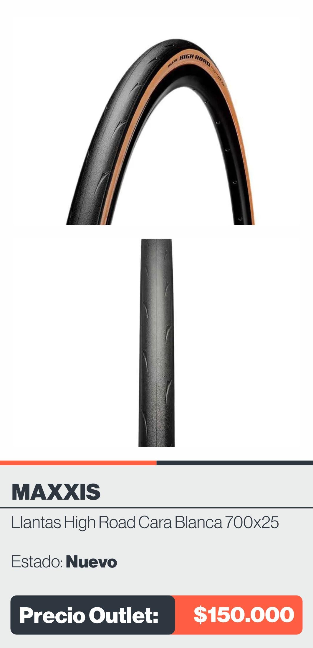 LLANTAS MAXXIS HIGH ROAD CARA BLANCA 700X25