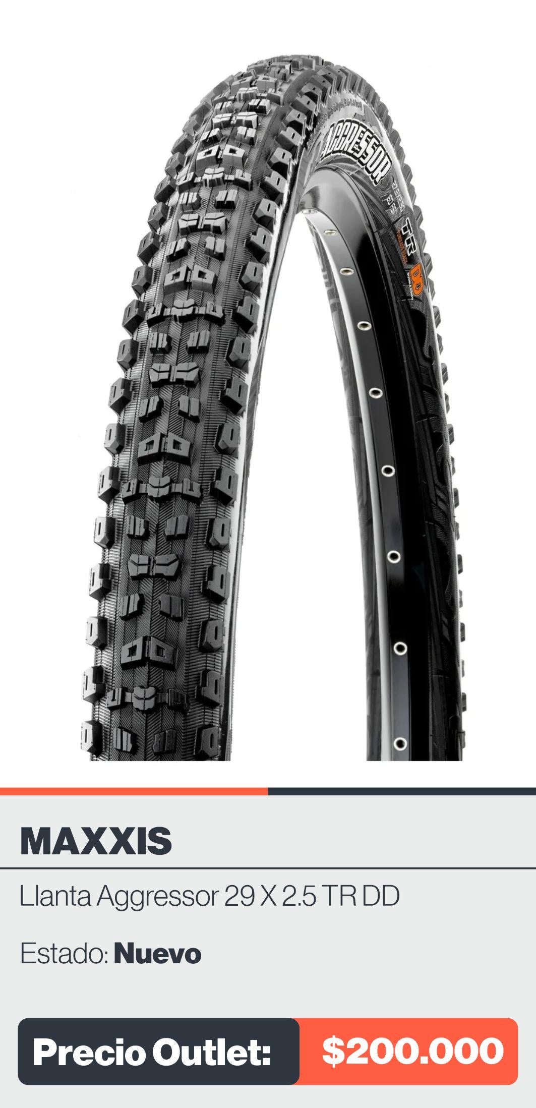 LLANTA MAXIXIS AGGRESSOR 29 X 2.5 TR DD