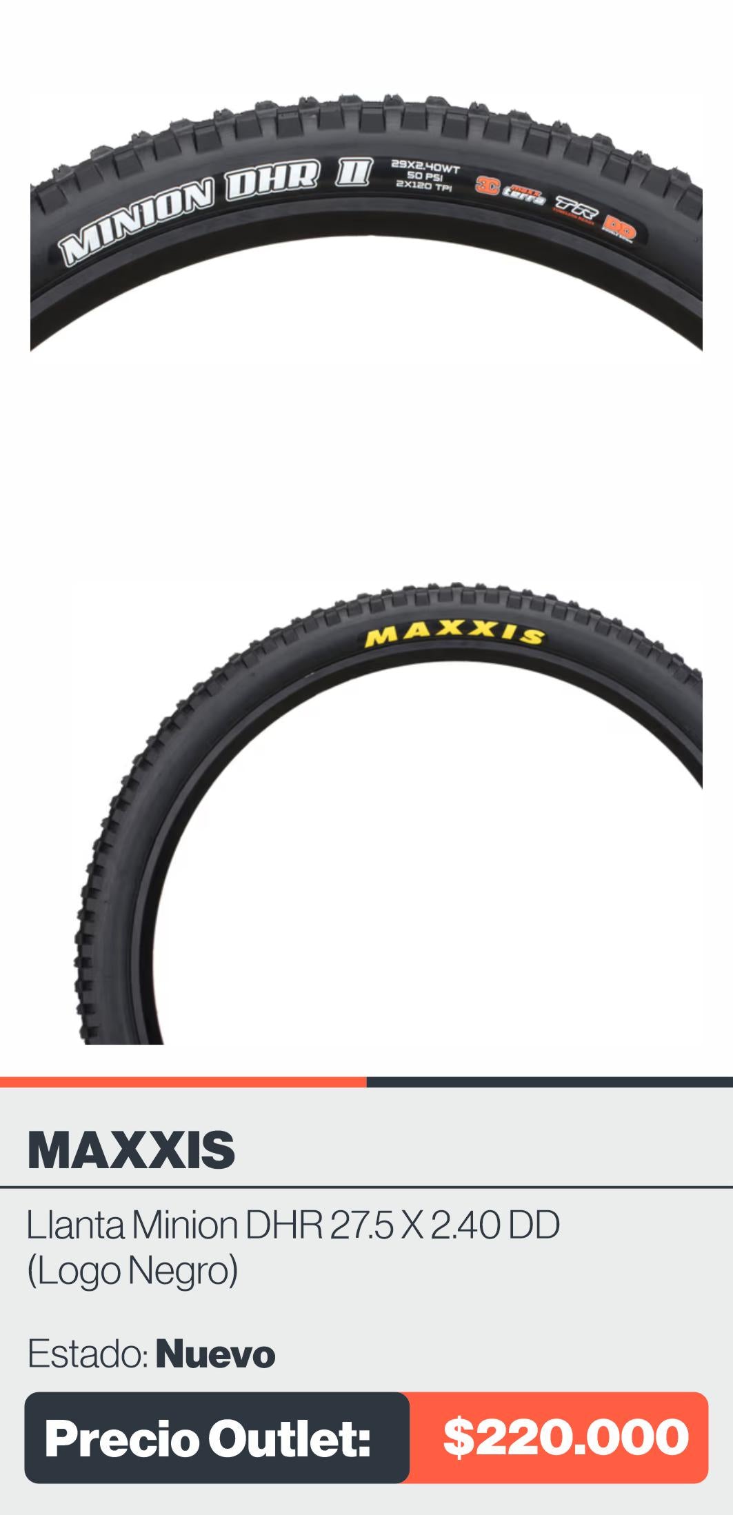 LLANTA MINION DHR 27.5 X 2.40 DD LOGO NEGRO